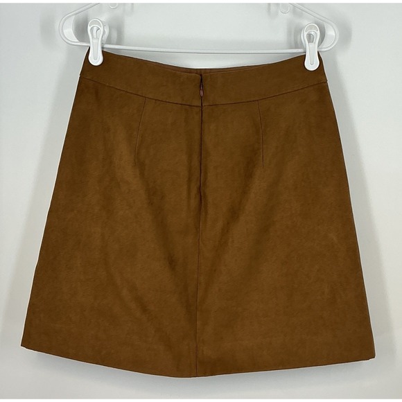 J.Crew A-Line Skirt 6 Camel Brown Faux Suede Pockets Back Zip Lined - Picture 5 of 9
